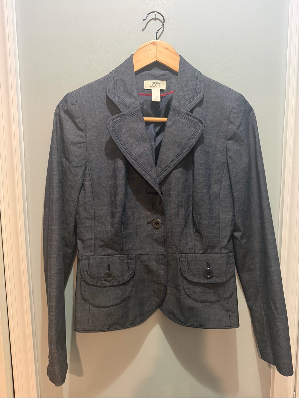 LOFT Women's Blue Gray Tailored Blazer Jacket